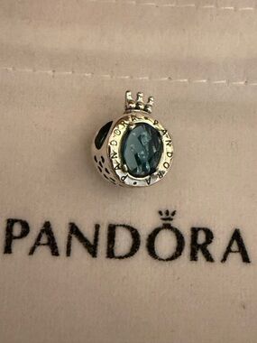 Pandora Silver Crown Charm with Teal Stone